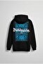 Unisex Oversize Embossed Printed Premium Hooded Sweatshirt Cobalt Blue