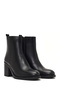 Women's Black Zippered Thick Heeled Leather Boots 25Wfd512018 - 5