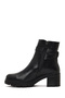 Women's Black Zippered Thick Heeled Leather Boots 25Wfd414118 - 4