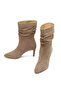 Women's Beige Thin Heeled Suede Leather Boots 25Afd160310 - 3