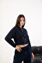Women's Long Sleeve Zippered Modal Fabric Pocketed Hooded Crop - 2