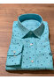 Men's Regular Long Sleeve Dotted Cotton Satin Shirt - 2