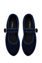 Women's Navy Blue Buckle Fabric Ballerinas 25Afd20556F - 7