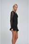 Black Sleeves Tulle Ruffles Mini Dress 2925 R5-I-K3 - 4