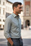 Men's Long Sleeve 100% Cotton Striped Regular Fit Shirt - 2
