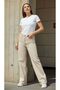 Gabriela Beige Stretch Fabric Super High Waist Loose Stretch Jeans Palazzo Pants - 2