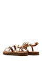 Women's Gold Knitted Detailed Sandals 25Sfe 461114 - 5