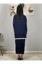 Women's Striped Detail Gold Buttoned Oversized Cardigan Skirt Set - 5
