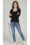 Women's Black Square Neck Long Sleeve Bodysuit - 3
