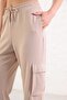 Women's Soft Textured Modal Fabric Pocket Detailed Elastic Leg Cargo Pants - 2