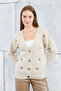 Women's Knitwear Cardigan Flower Standard Size Stone