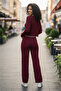 Women's Crew Neck Crop Pants and Knitted Top and Bottom Set - 3