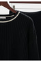 Women's Crew Neck Crop Pants and Knitted Top and Bottom Set - 4