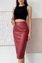 High Waist Leather Pencil Skirt with Slit Detail - 3