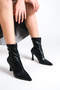 Black Women's Short Heeled Stretch Boots - 8cm - 3