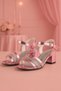 Pink Patent Leather Jewelled Thick Girls' Evening Dress Heeled Shoes