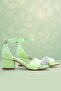 Lilo Glitter Green Single Strap Girls' Heeled Evening Dress Shoes