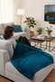Deluxe Wellsoft Tv Blanket - 4 Season Plush Fleece Blanket Petrol Blue 100X150 cm - 2
