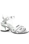 Silver Gray Patent Leather Stoned Thick Girl's Evening Dress Heeled Shoes - 2