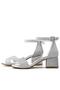 Lilo Glitter Silver Single Strap Girls' Heeled Evening Dress Shoes - 6