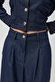 Navy Blue Stitching Detail and Palazzo Pants Piece Nikol Set 10237 R10-I-K4 - 7