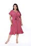 Women's Plus Size Dusty Rose Wrinkled Fabric Front Buttoned V-Neck Dress 65N38316 - 3