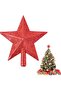 Red Glitter Tree Top Star New Year Party Ornament 15 cm - 2