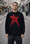 Star Detail Trend Unisex Oversized Sweater - 2