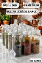 Large Size Glass Spice Rack Set with 12 Vacuum Lids 500 ml