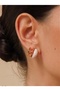 White Mother-Of-Pearl Earrings with Gold Details - 2