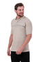 Men's Slim Fit Polo Collar T-Shirt with Chest Print Detail in Beige Color - 2