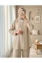 Ayrobin Suit with V-Neck Buttons and Trousers -Beige - 2