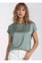 Women's Crew Neck Satin Viscose Short Sleeve Sporty Stylish Blouse - 4