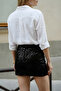 Women's Elastic Waist Sequin Mini Skirt - Black - 7