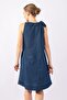 Women's Indigo Blue Halter Neck Slim Denim Dress - 5