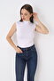 Women's White Sleeveless Turtleneck Body - 2