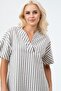 Women's Pocketed V-Neck Short Sleeve Cotton Dress Blue Ecru Striped - 6