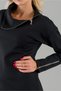 Women's Black Color Zippered Shawl Collar Long Sleeve Pocket Dress - 6