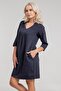 Women's 3/4 Sleeve Shrink-Resistant Shoulder Gathered A-Line Cotton Woven Fabric Legendary Dress Dark Anthracite - 5