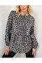 Women's Patterned Long Sleeve Blouse 970 - Anthracite - 3