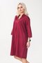 Women's Casual Woven Fabric Dress with Collar and Pockets, 3/4 Sleeves, Non-Shrinkable, Burgundy - 5