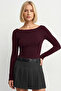 Dark Burgundy Boat Neck Long Sleeve Top 100% Cotton - 3