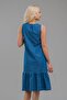 Women's Indigo Color Drawstring Pocket Sleeveless Denim Woven Dress - 6
