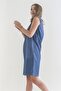 Women's Pocketed Washed Cotton Blue Denim Dress Blue - 3