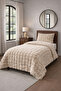 Premium Rabbit Hair Plush Single Bedspread Set Thick Textured 160X220Cm + Pillowcase Beige - 4