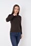 Women's Bitter Brown Long Sleeve Crew Neck Bodysuit - 2