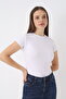 Women's White Short Sleeve Crew Neck Body - 2