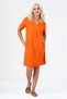 Pocketed Washed Cotton Stretch Fabric Dress Orange Short Sleeve - 2