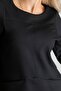 Women's Three Quarter Sleeve Crew Neck Dress with Pockets Black Front Pocket - 7