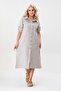 Women's Pocketed Striped Cotton Buttoned Slit Shirt Dress Anthracite Ecru - 2